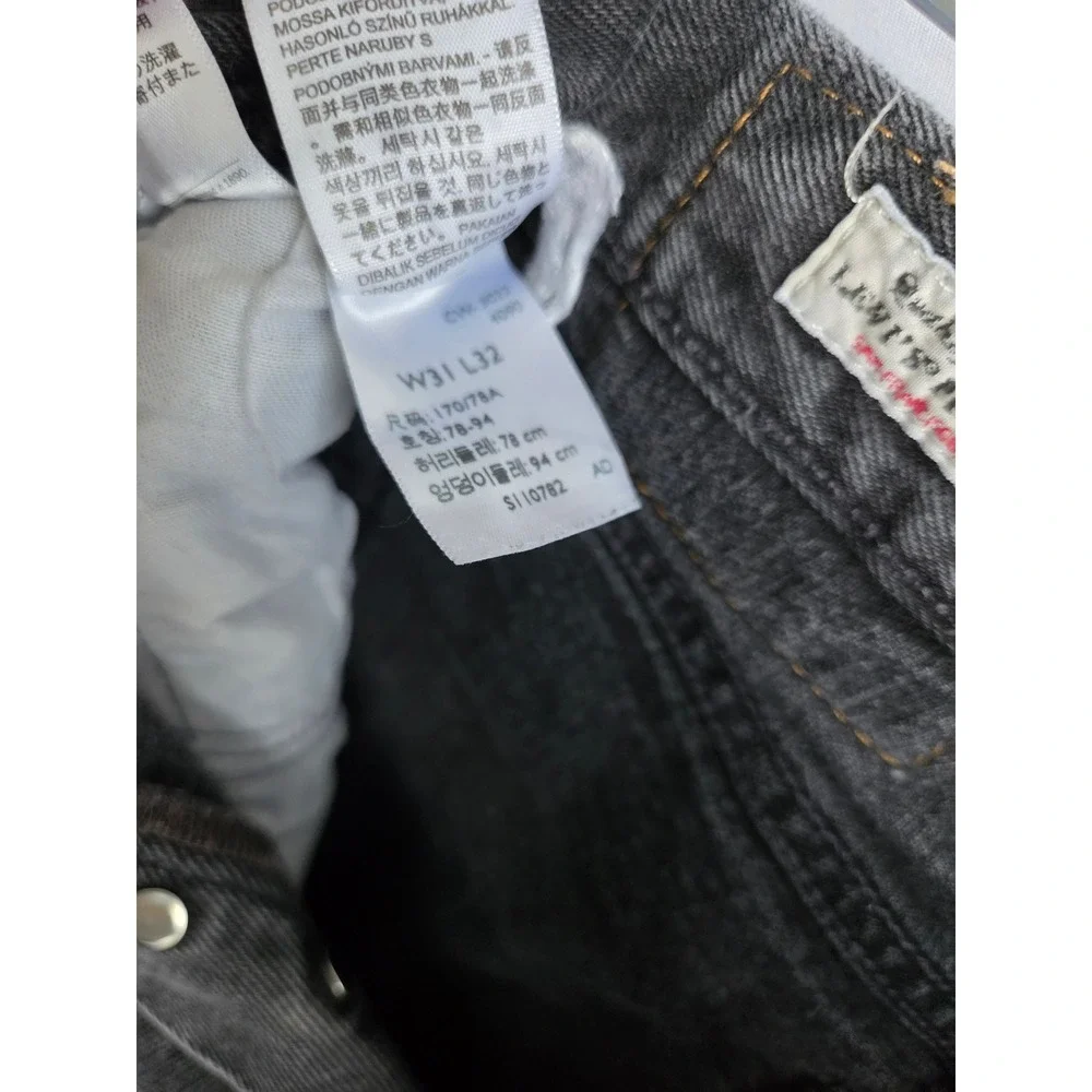 Levis 501 Straight Leg Jeans Mens  Washed Black Denim Button Fly